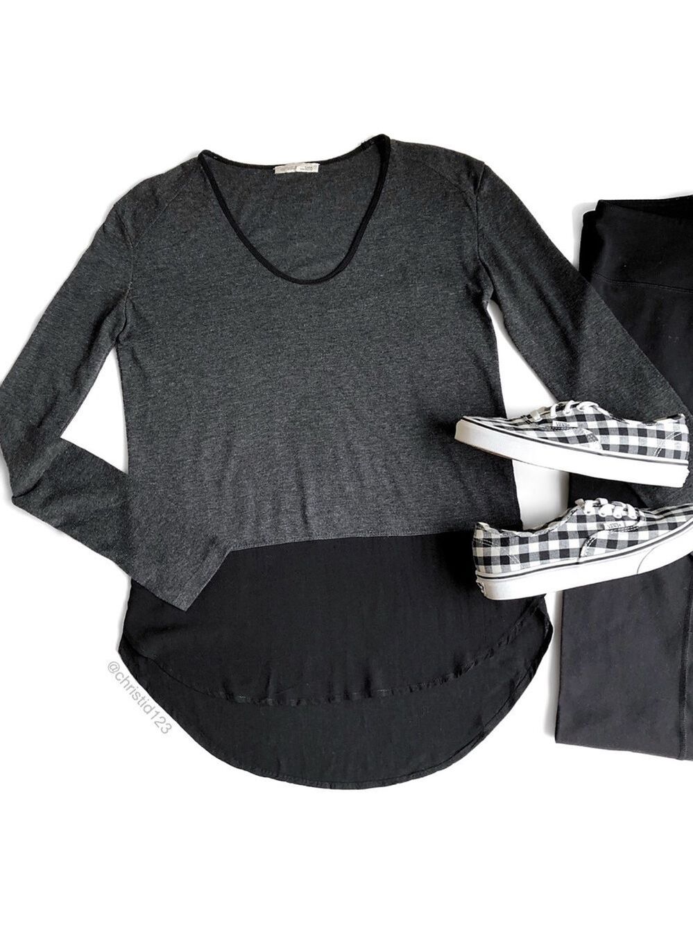 Zara Mixed Fabric Long Sleeve Top